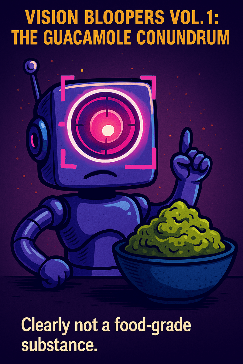 Robot analysis unit misidentifies a bowl of guacamole as hazardous green substance.